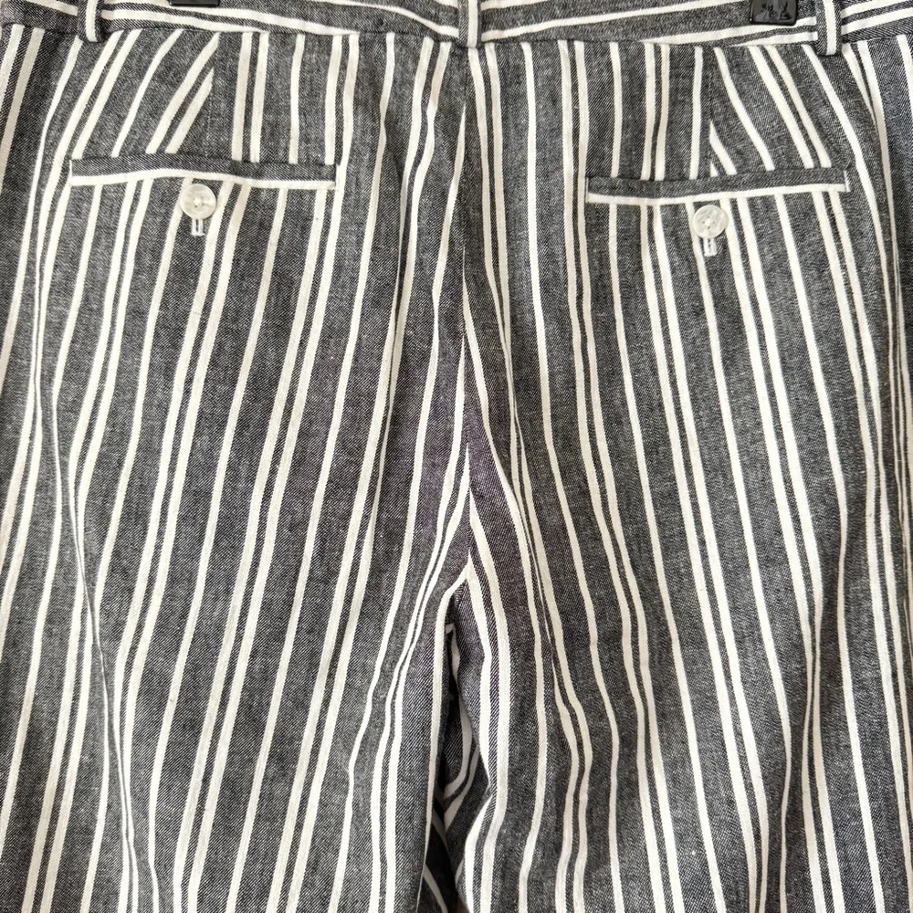 NWOT Banana Republic Avery Striped Linen Blend Tailored Ankle Pant Petite Sz 12
